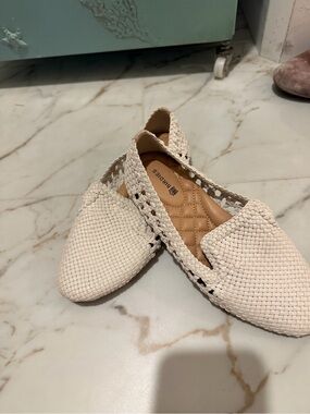 Birdies Cream Woven Slip-On Flats